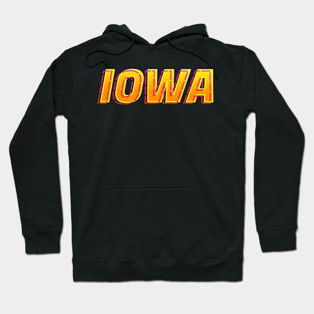 Iowa Neon Text Sign, Typography Outline Hoodie by JahmarsArtistry - APA